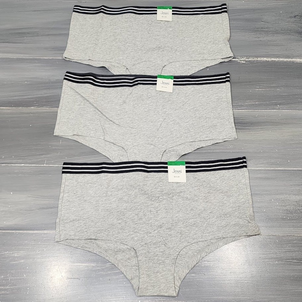 Jenni Intimates Boyshort Panties Underwear‎ Grey Large 3 Pair
